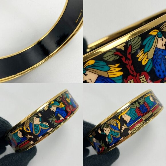 Hermes Enamel GM Bangle Plated Cloisonne Indian Bracelet - Picture 5 of 5